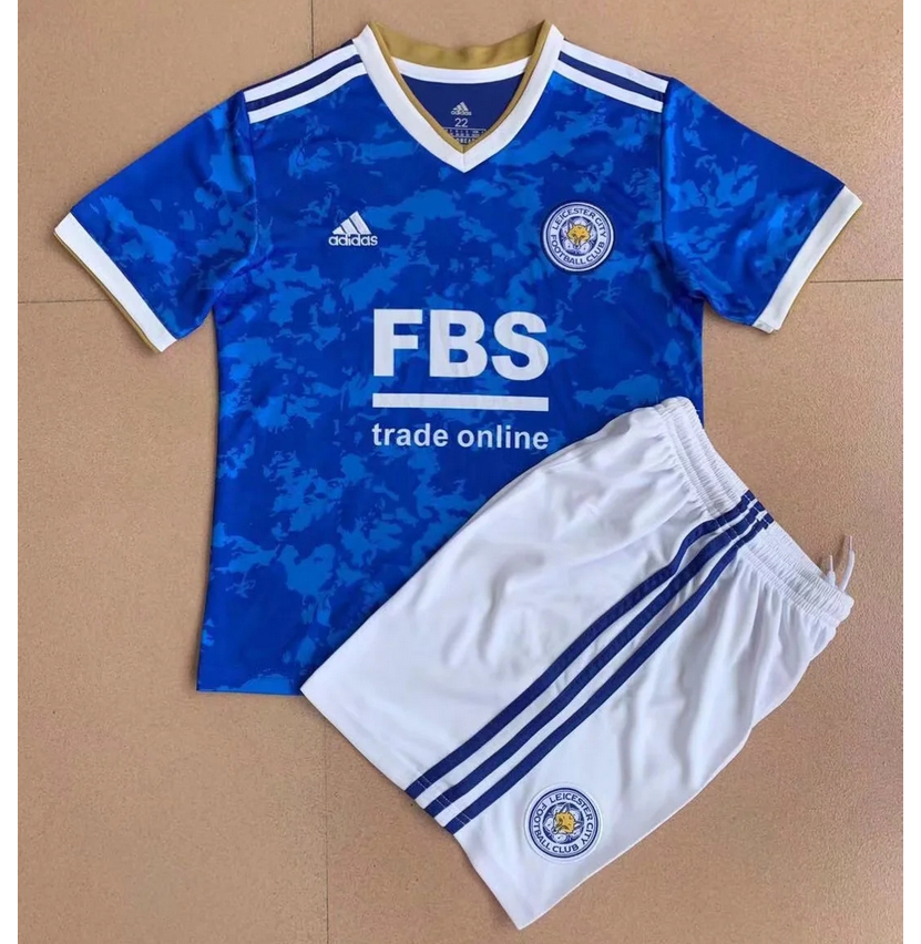 2021/22 Kids Leicester City Home Soccer Kits Shirt With Shorts